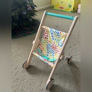 LOVEVERY Buddy Doll Stroller Colorful Wooden Doll Stroller